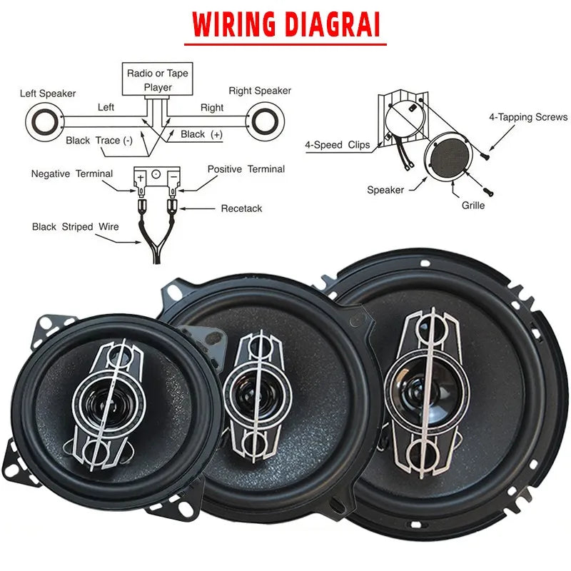 1Pair 4/5/6 Inch 4-Way 220W/300W/350W Universal Car Hifi Coaxial Speaker Auto Music Stereo Car Door Full Range Speakers Woofer