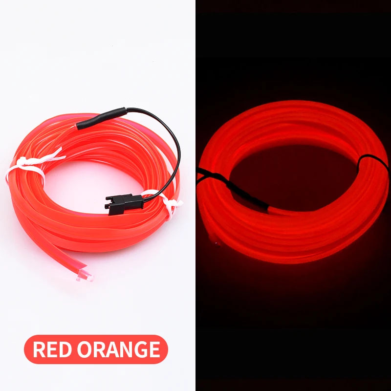 5M Car Interior Atmosphere Lighting LED Strip 5V DIY Flexible EL Cold Light Line Tube with USB Auto Decoration Ambient Lamp