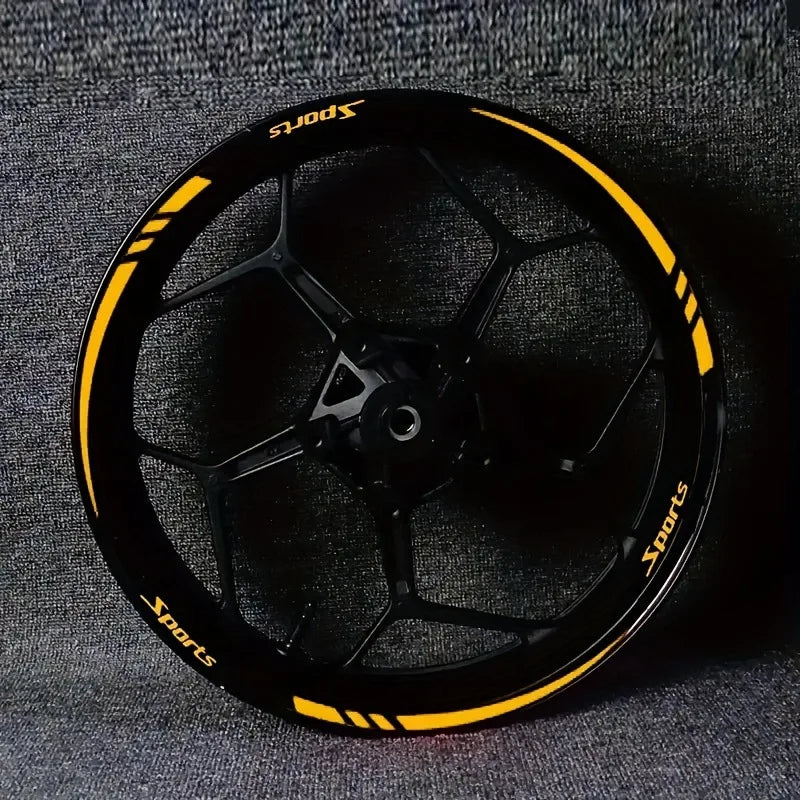 12Pcs Motorcycle Hub Stickers Sport Stripe Wheel Rim Waterproof Vinyl Decals Removable Motorbike Hub Decoration Hub Accessories