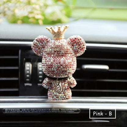 Creative Crown Diamond Cute Bear Car Fragrance Perfume Clip Air Bears Aroma Car Decoration Air Fresher Decoration Accessories