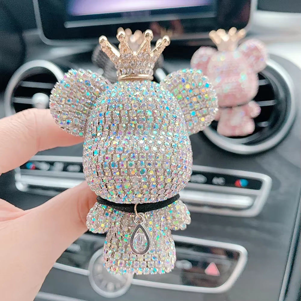 Creative Crown Diamond Cute Bear Car Fragrance Perfume Clip Air Bears Aroma Car Decoration Air Fresher Decoration Accessories