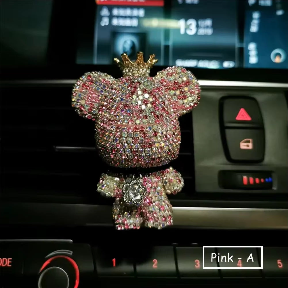 Creative Crown Diamond Cute Bear Car Fragrance Perfume Clip Air Bears Aroma Car Decoration Air Fresher Decoration Accessories
