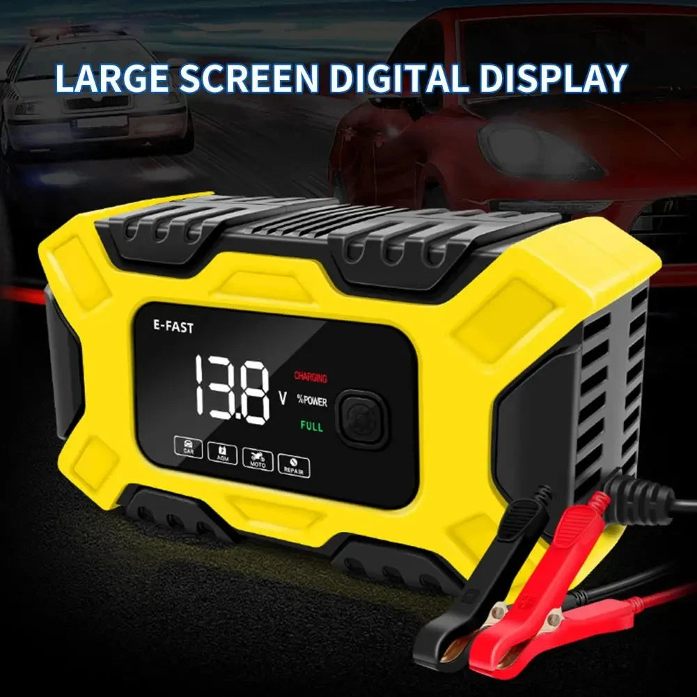 Car Battery Charger 12V Intelligent Pulse Repair LCD Display Car Battery Motorcycle Battery Charging Battery Repair Charger