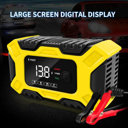 Car Battery Charger 12V Intelligent Pulse Repair LCD Display Car Battery Motorcycle Battery Charging Battery Repair Charger