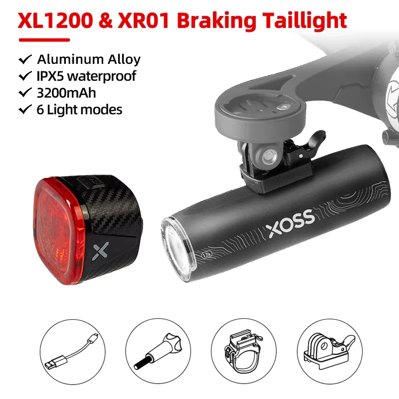 200-3000 Lm Bike Light XL1200 Headlight Waterproof Rechargeable Front Lamp Bicycle Light Aluminum Ultralight Flashlight