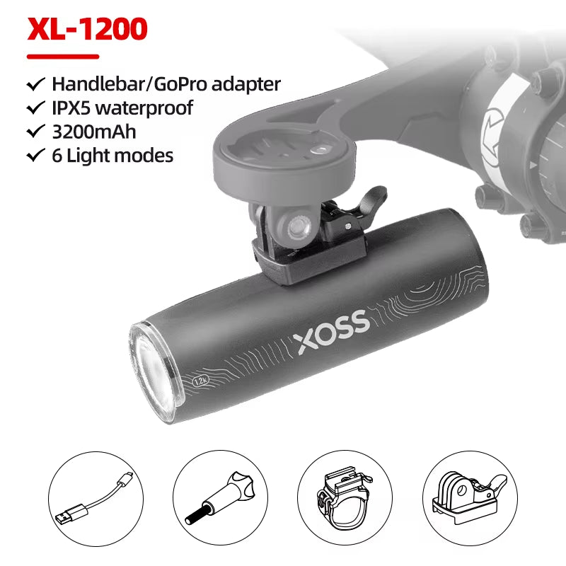 200-3000 Lm Bike Light XL1200 Headlight Waterproof Rechargeable Front Lamp Bicycle Light Aluminum Ultralight Flashlight