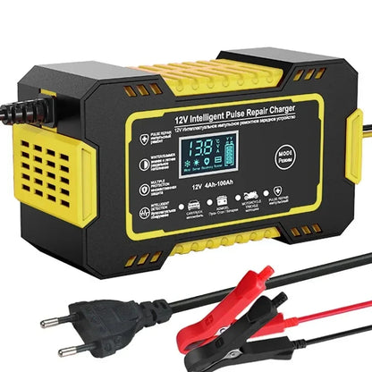 Car Battery Charger 12V Intelligent Pulse Repair LCD Display Car Battery Motorcycle Battery Charging Battery Repair Charger