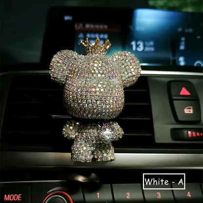 Creative Crown Diamond Cute Bear Car Fragrance Perfume Clip Air Bears Aroma Car Decoration Air Fresher Decoration Accessories