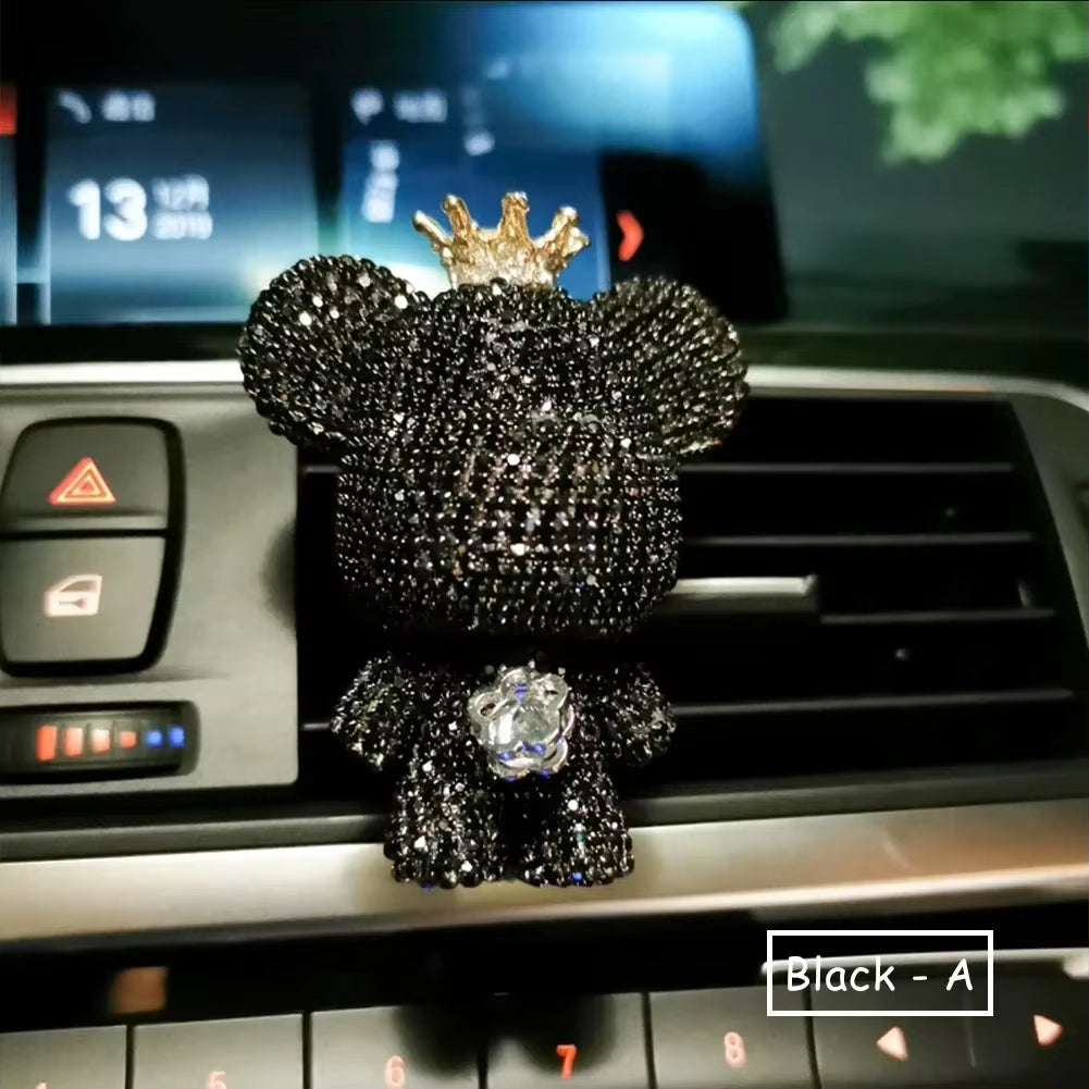 Creative Crown Diamond Cute Bear Car Fragrance Perfume Clip Air Bears Aroma Car Decoration Air Fresher Decoration Accessories