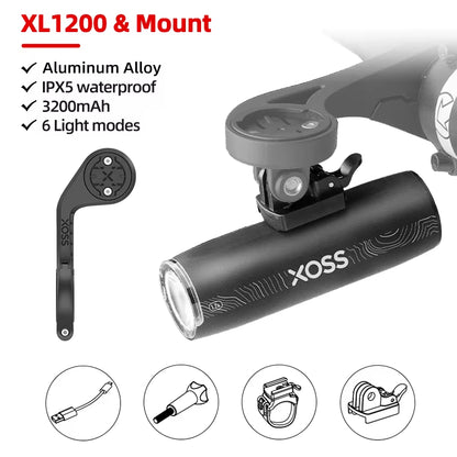200-3000 Lm Bike Light XL1200 Headlight Waterproof Rechargeable Front Lamp Bicycle Light Aluminum Ultralight Flashlight