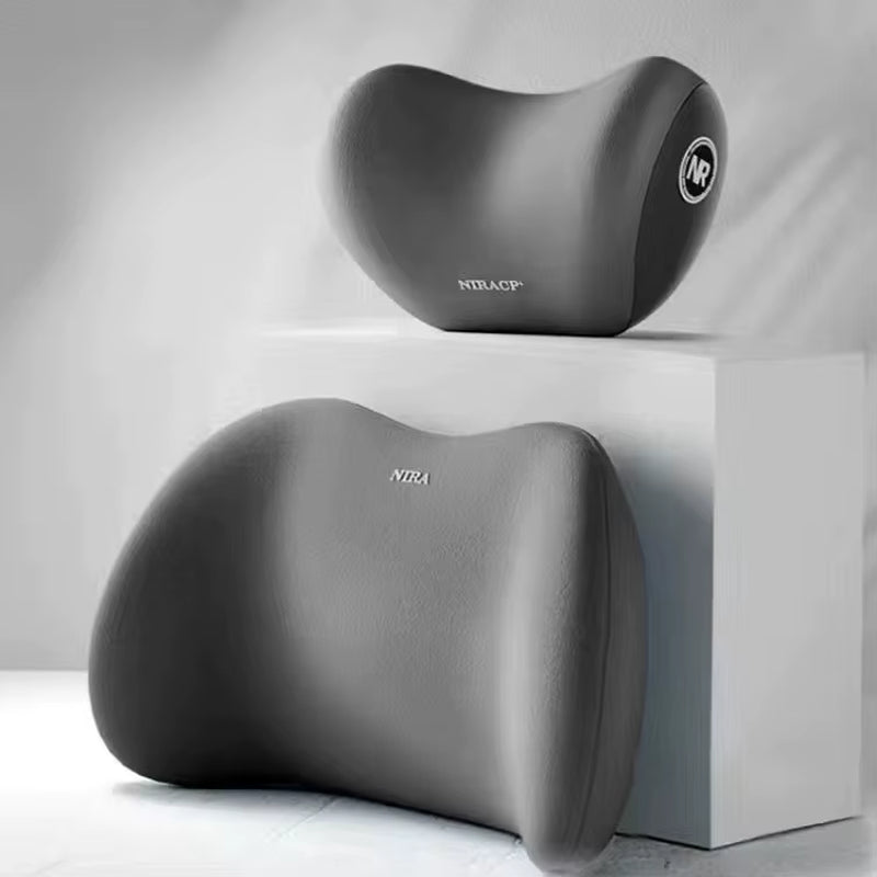 Car Back Cushion Lumbar Support and Neck Pillow Kit, Memory Foam Ergonomic Cushion for Lower Back Support Cervical Headrest