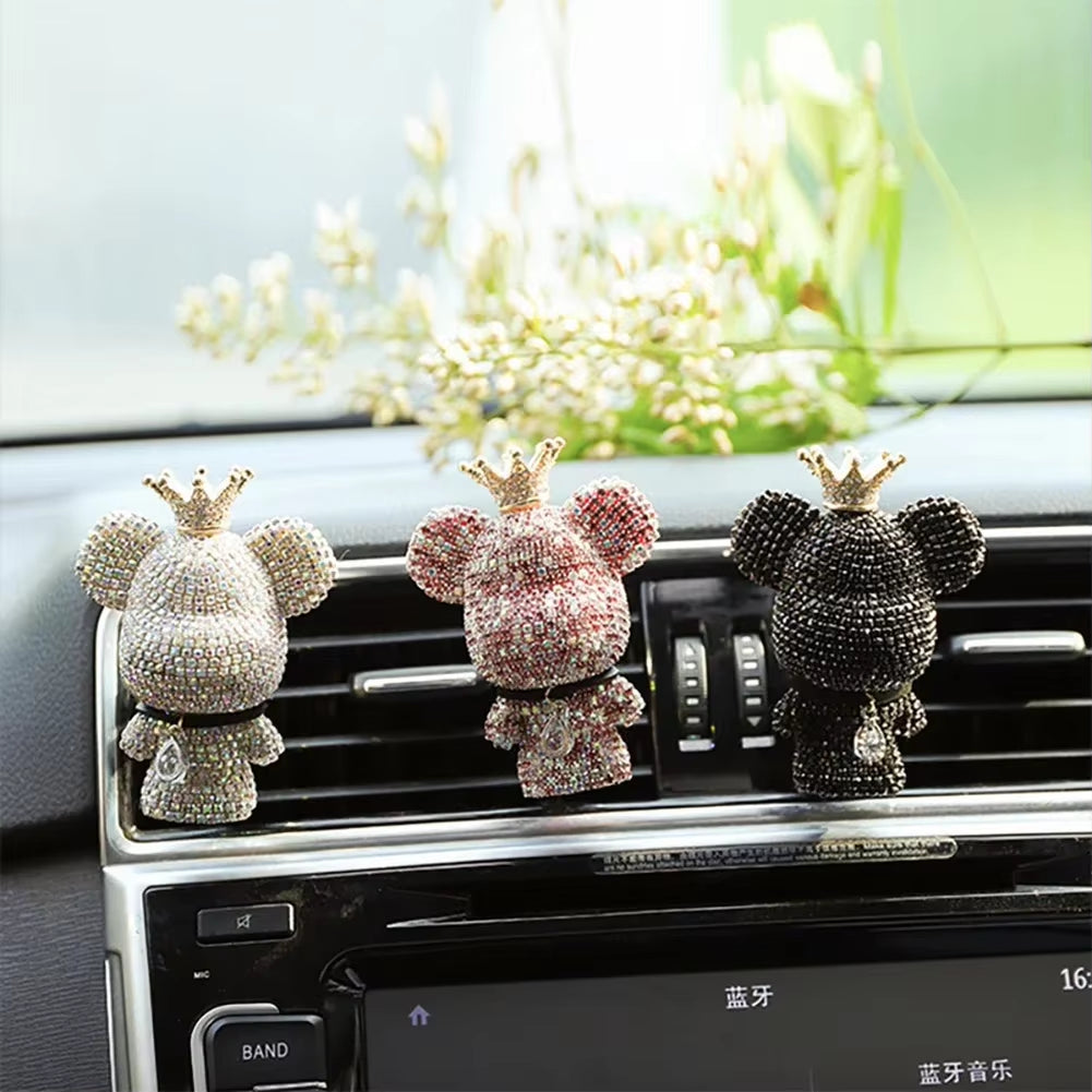Creative Crown Diamond Cute Bear Car Fragrance Perfume Clip Air Bears Aroma Car Decoration Air Fresher Decoration Accessories