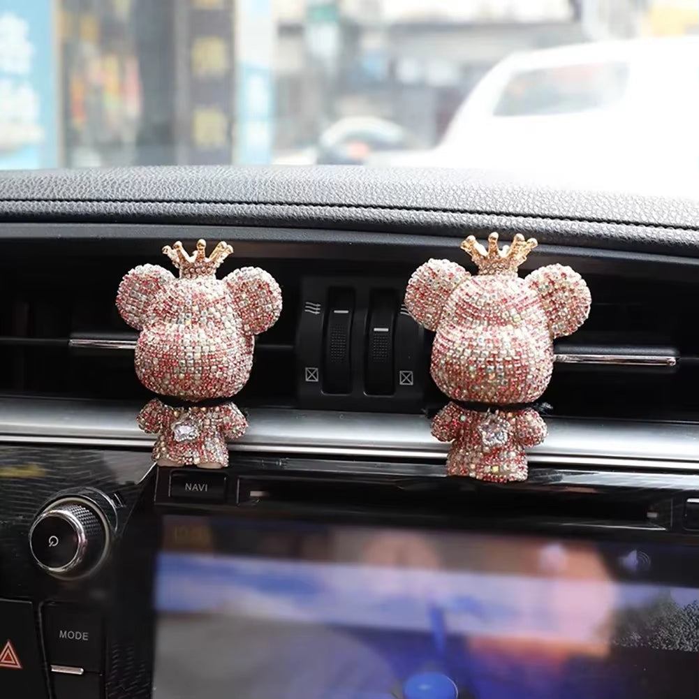 Creative Crown Diamond Cute Bear Car Fragrance Perfume Clip Air Bears Aroma Car Decoration Air Fresher Decoration Accessories