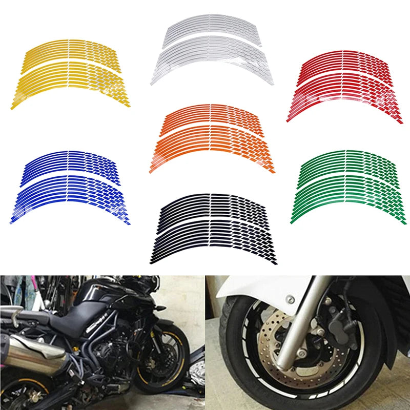 17"18"19"/16Pcs Strips Motorcycle Car Wheel Tire Stickers Reflective Rim Tape Motorbike Auto Decals for KTM Yamaha Suzuki Honda
