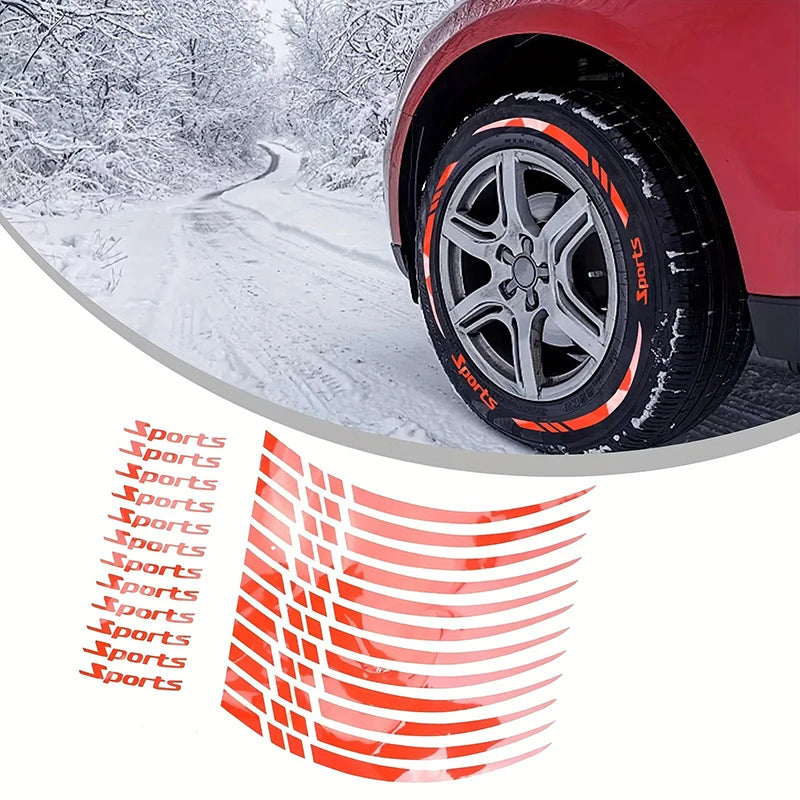 12Pcs Motorcycle Hub Stickers Sport Stripe Wheel Rim Waterproof Vinyl Decals Removable Motorbike Hub Decoration Hub Accessories