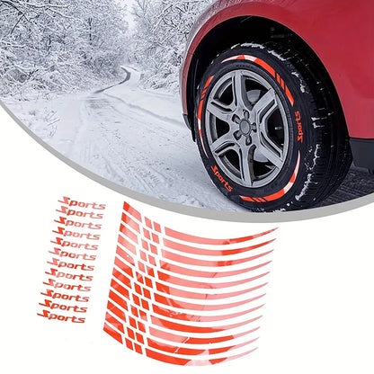 12Pcs Motorcycle Hub Stickers Sport Stripe Wheel Rim Waterproof Vinyl Decals Removable Motorbike Hub Decoration Hub Accessories