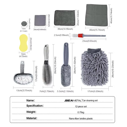 6/12Pcs Car Cleaning Set Car Detailing Brush Towel Glove Auto Dashboard Air Outlet Cleaning Tools Kits for Car Wash Accessories