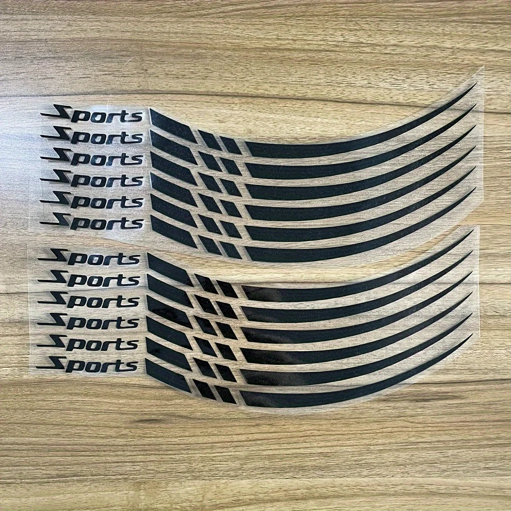 12Pcs Motorcycle Hub Stickers Sport Stripe Wheel Rim Waterproof Vinyl Decals Removable Motorbike Hub Decoration Hub Accessories