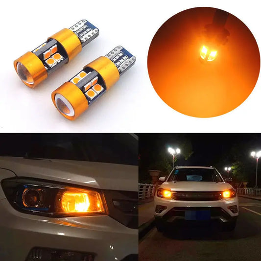 1 Pair LED Signal Light Bulbs 3030 12V DC 2PCS Orange Amber Auto 175 Position 2821 Parking City W5WB T10 194NA Accessories