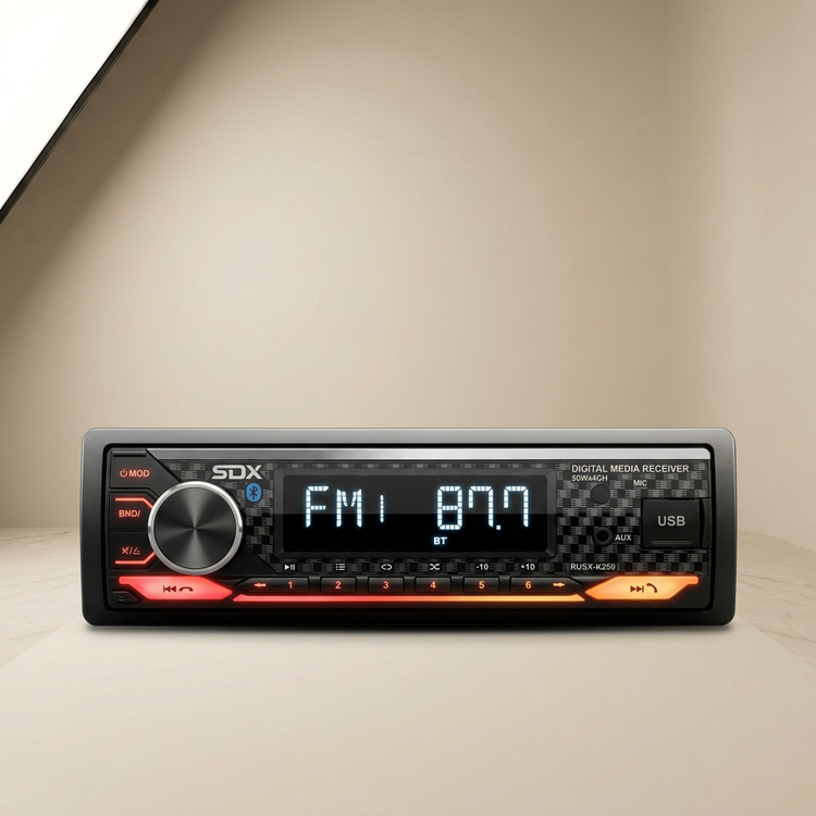 SDX Audio RUSX-K250 1-DIN Stereo with Bluetooth, USB, and AUX (50 W x 4)